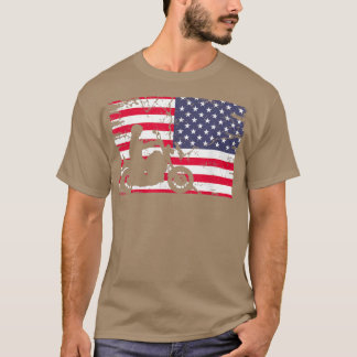 American Flag Motorcycle Biker180 T-shirt