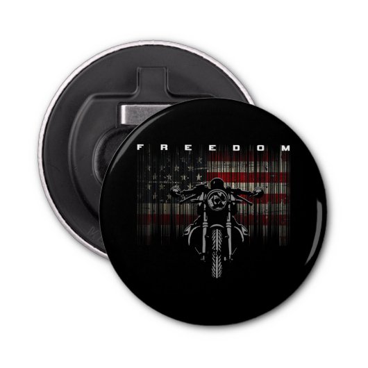 American Flag Motorcycle Freedom Button Flesopener (Voorkant)