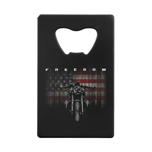 American Flag Motorcycle Freedom Creditkaart Flessenopener (Voorkant)
