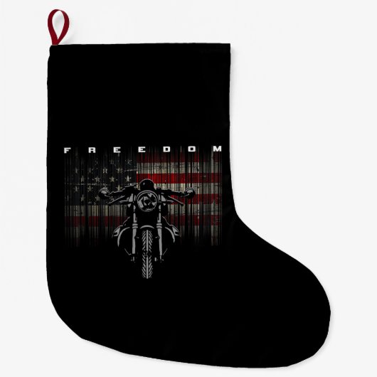 American Flag Motorcycle Freedom Grote Kerstsok (Voorkant)