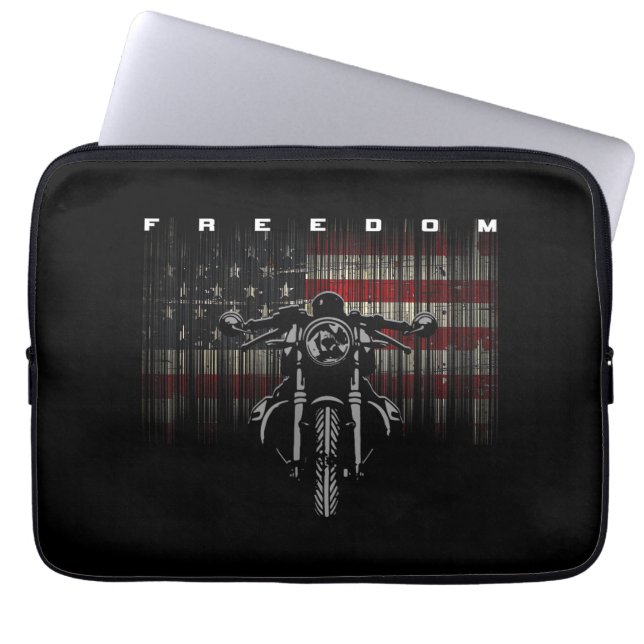American Flag Motorcycle Freedom Laptop Sleeve (Voorkant)