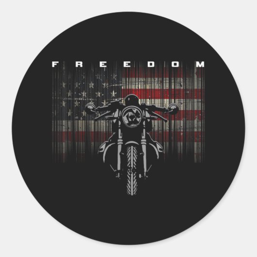 American Flag Motorcycle Freedom Ronde Sticker (Voorkant)