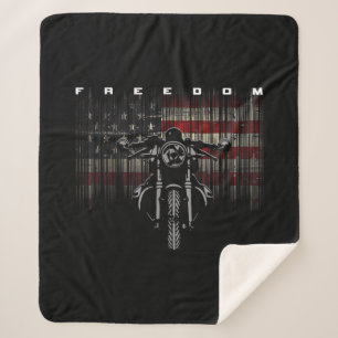 American Flag Motorcycle Freedom Sherpa Deken