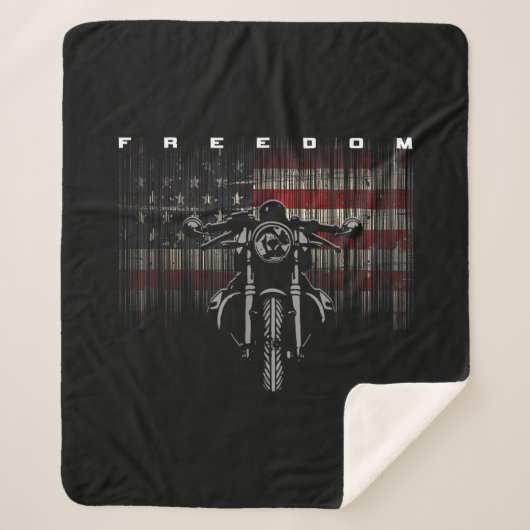 American Flag Motorcycle Freedom Sherpa Deken (Voorkant)
