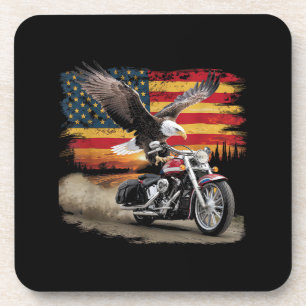 American Flag Motorfiets Tshirt USA Flag Biker Ret Bier Onderzetter