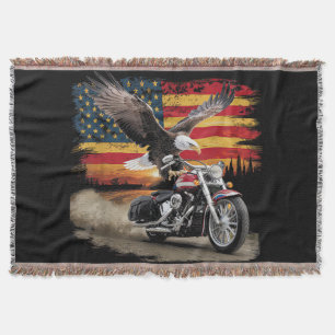 American Flag Motorfiets Tshirt USA Flag Biker Ret Deken