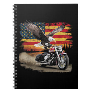 American Flag Motorfiets Tshirt USA Flag Biker Ret Notitieboek