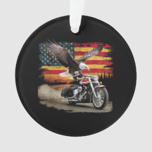 American Flag Motorfiets Tshirt USA Flag Biker Ret Ornament