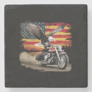 American Flag Motorfiets Tshirt USA Flag Biker Ret Stenen Onderzetter
