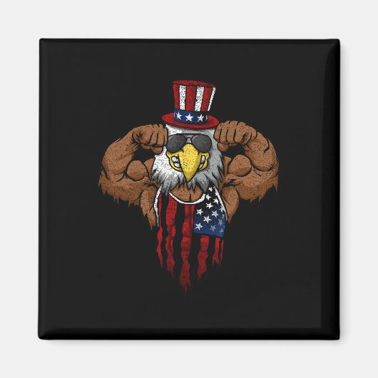 American Flag Muscular Squat Dabbing Flexing Uncle Magneet (Voorkant)