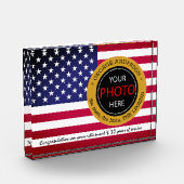 American Flag name badge, pensionering/Amerikaanse Fotoblokken (Links)