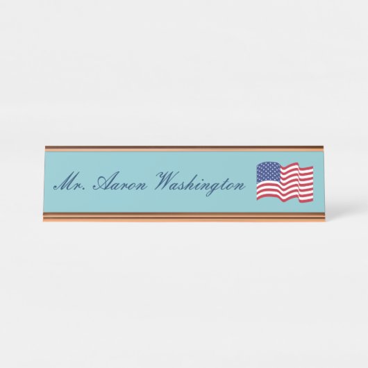 American Flag Name Plate  Bureau Naambordje (Voorkant)