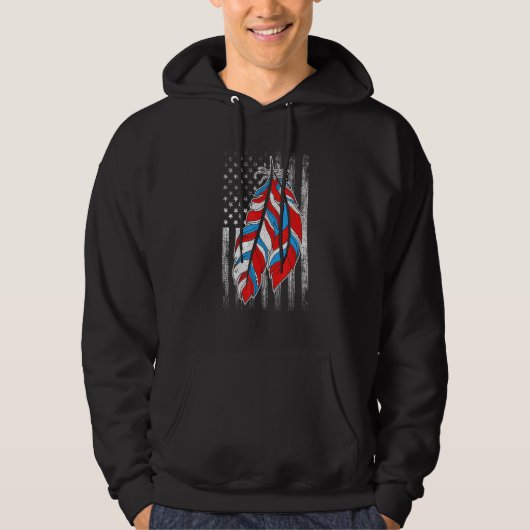 American Flag  Native Feather Pride Month Indigeno Hoodie (Voorkant)