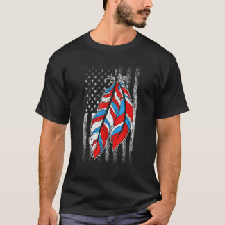 American Flag  Native Feather Pride Month Indigeno T-shirt