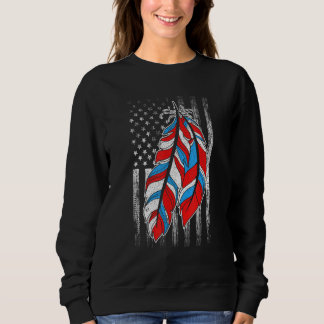 American Flag  Native Feather Pride Month Indigeno Trui
