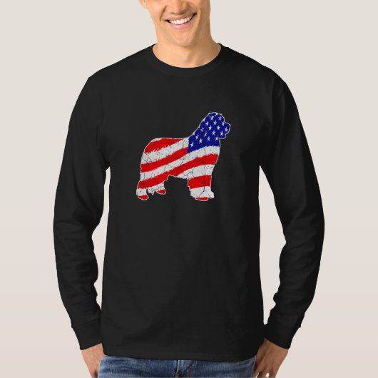 American Flag Newfoundland Patriotic Dog Dad Dog M T-shirt (Voorkant)