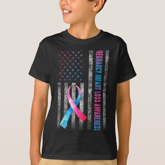 American Flag Nk &amp; Blue Pregnancy Infant Loss  T-shirt (Voorkant)