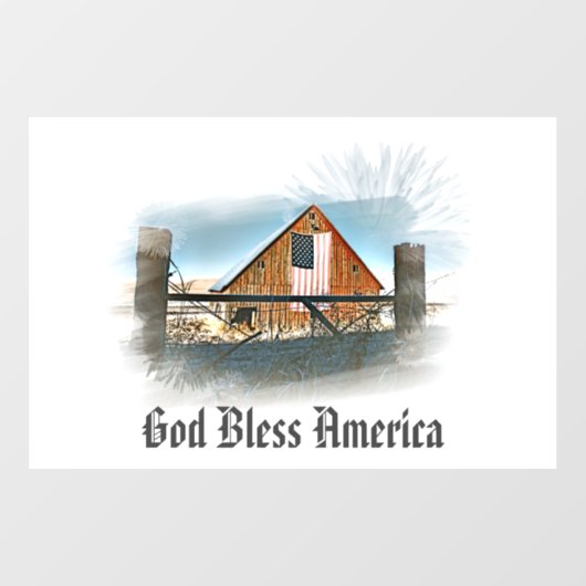 *~* American Flag Old Barn AR19 GOD BLESS AMERICA Raamsticker (Vel)