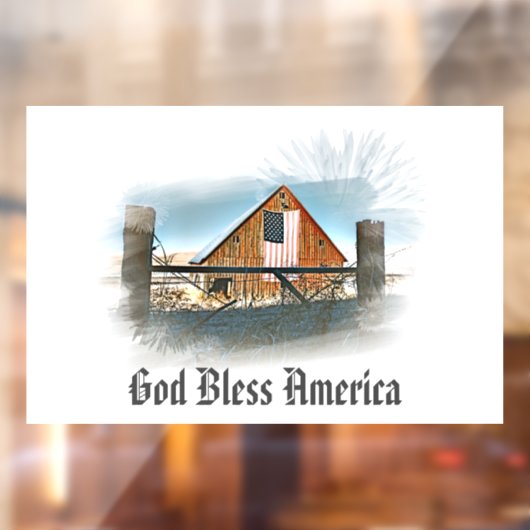*~* American Flag Old Barn AR19 GOD BLESS AMERICA Raamsticker (Vel 2)