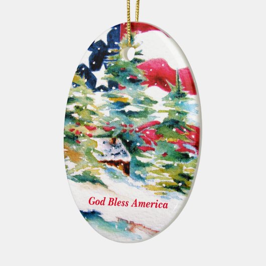American Flag Oval Ornament (Links)