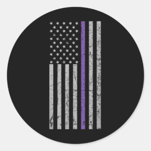 American Flag Paarse Strip Herinneringen Heimer Ronde Sticker