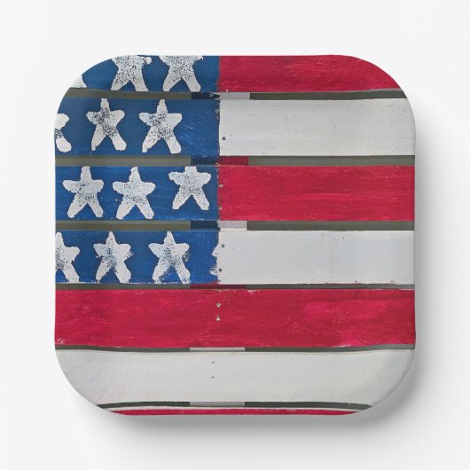 American Flag Painted On Wooden Pallet Papieren Bordje (Voorkant)