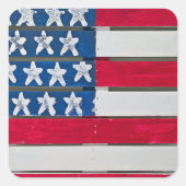 American Flag Painted On Wooden Pallet Vierkante Sticker (Voorkant)