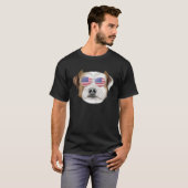American Flag Parson Russell Terrier Dog America P T-shirt (Voorkant volledig)