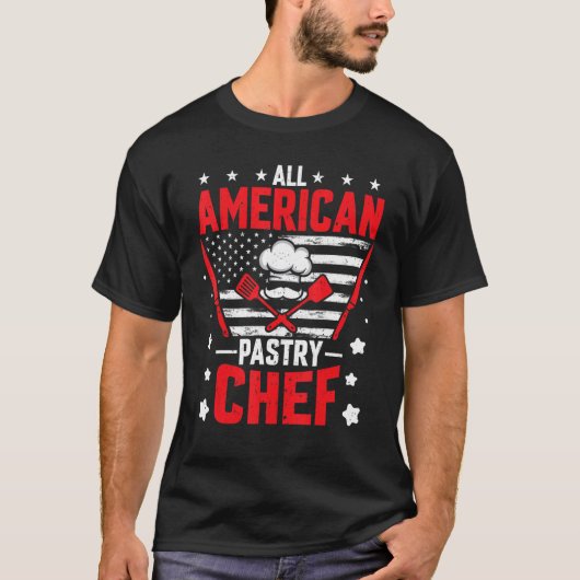 American Flag Pastry Chef Baker All American Past T-shirt (Voorkant)