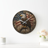 American Flag Patriotic Bald Eagle Grote Klok (Huis)