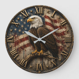 American Flag Patriotic Bald Eagle Grote Klok