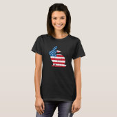 American Flag Patriotic Bunny Graphic E T-shirt (Voorkant volledig)