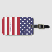American Flag Patriotic Custom Name ModernPattern Bagagelabel (Voorkant (horizontaal))