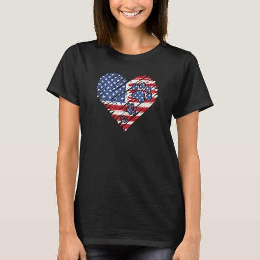 american flag patriotic dog & cat paw print  4th o t-shirt (Voorkant)