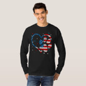 American Flag Patriotic Dog & Cat Paw Print 4th Of T-shirt (Voorkant volledig)