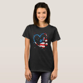 American Flag Patriotic Dog & Cat Paw Print 4th Of T-shirt (Voorkant volledig)