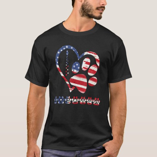 american flag patriotic dog & cat paw print - 4th  t-shirt (Voorkant)