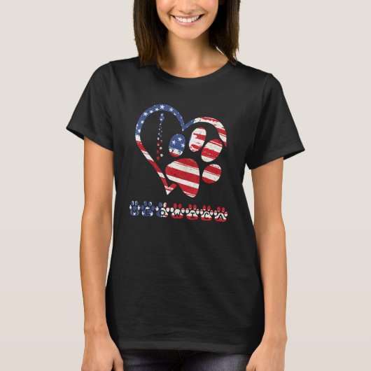 american flag patriotic dog & cat paw print - 4th  t-shirt (Voorkant)