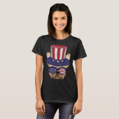 American Flag Patriotic French Bulldog Apparel 4th T-shirt (Voorkant volledig)