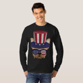 American Flag Patriotic French Bulldog Apparel 4th T-shirt (Voorkant volledig)