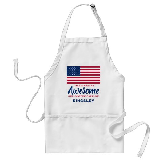 American Flag Patriotic Geweldige Grill Master Standaard Schort (Voorkant)
