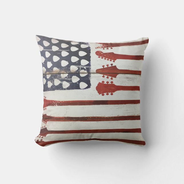 American Flag patriotic Guitar Music Kussen (Voorkant)