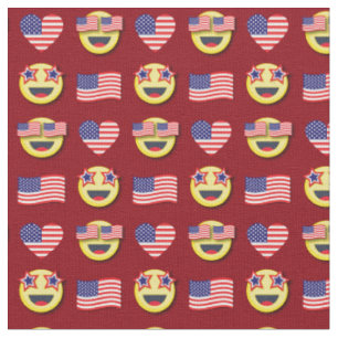 American Flag Patriotic Happy Face 4 juli Stof