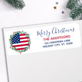 American Flag Patriotic Kerstmis Return Address Etiket