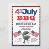 American Flag Patriotic op 4 juli BBQ Invitation Feestdagenkaart (Voorkant)