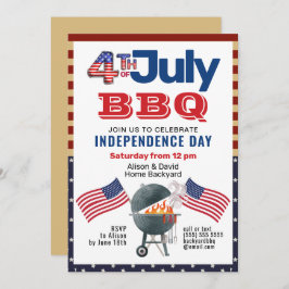 American Flag Patriotic op 4 juli BBQ Invitation Feestdagenkaart