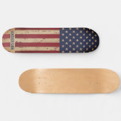 American Flag Patriotic Personalized Rustic Wood Persoonlijk Skateboard (Horizontaal)