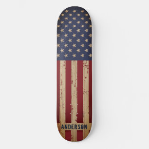 American Flag Patriotic Personalized Rustic Wood Persoonlijk Skateboard