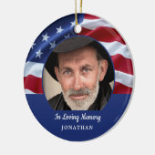 American Flag Patriotic Photo Memorial Keramisch Ornament (Links)