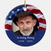 American Flag Patriotic Photo Memorial Keramisch Ornament (Achterkant)